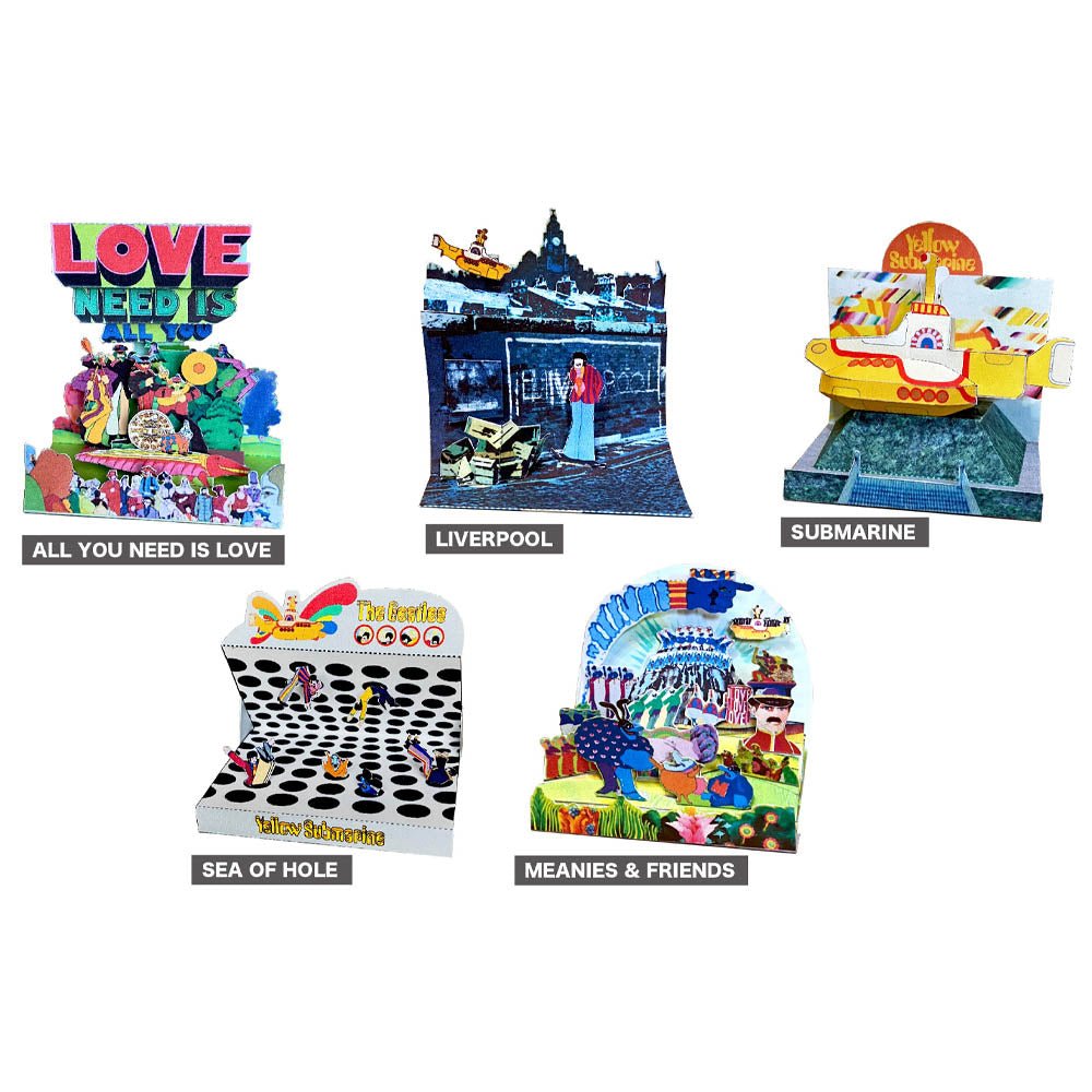 THE BEATLES ビートルズ (結成 65周年 ) - Yellow Submarine Postcard Diorama Set / 5 designs / ポストカード・レター - PGS